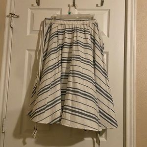 FLINT & MOSS Blue/White Striped MIDI Skirt. Size XL
